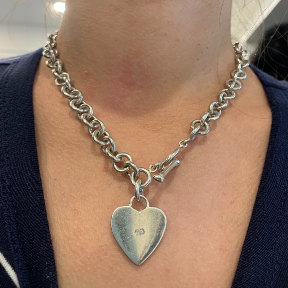 Sterling Silver Chain Necklace with Heart - Picture 2 of 6